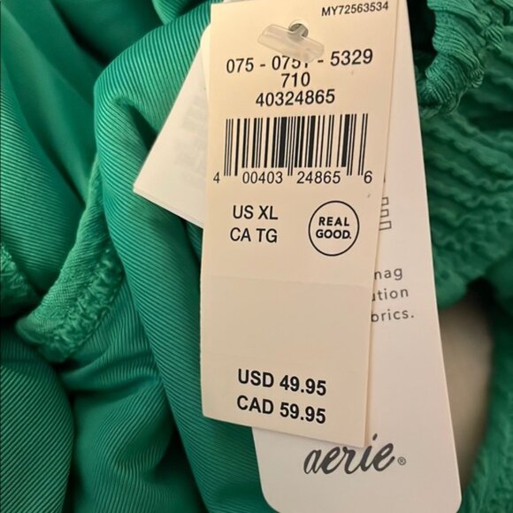 NEW | Aerie Green/Blue Crinkle Birthday Scoop Cheekiest One Piece Swimsuit XL‎ - Picture 5 of 11